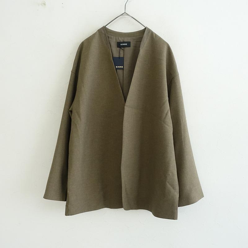 SINME ダークグレー ノーカラージャケット サイズF SINME ダークグレー ノーカラージャケット サイズF