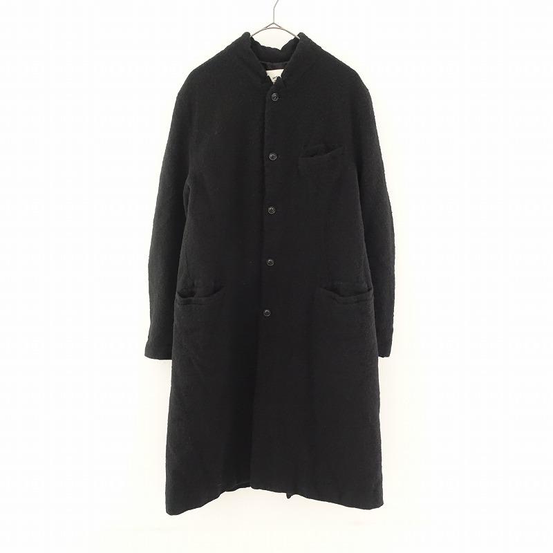 ウティー OUTIL *ウールスタンドカラーコート*2黒ブラック無地ロング 
