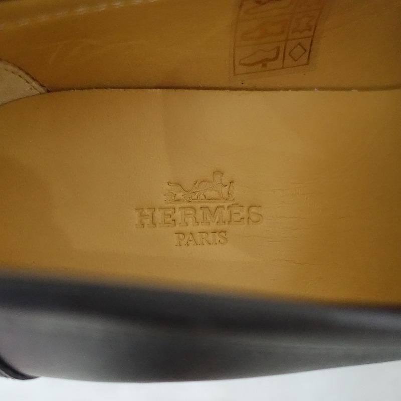 未使用】エルメス HERMES *ダブリン ローファー 24*レザー皮革黒厚底