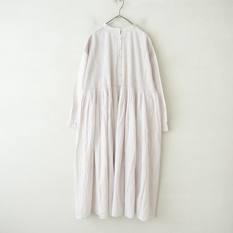 maison de soil メゾンドソイル　綿ウールチェックピンタックワンピ maison de soil メゾンドソイル WOOL COTTON CHECK CREW