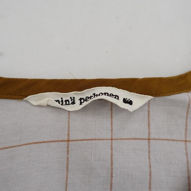 minä perhonen チェック柄長袖ワンピース mina perhonen 【定価5万】ミナペルホネン *town check Vネック