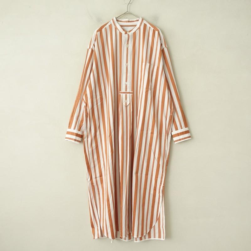 TICCA（ティッカ） *コットンストライプバンドカラーシャツワンピース