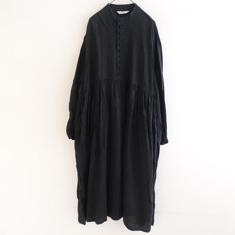 未使用品‼️ICHI Antiquités リネン バンドカラー ワンピース ICHI Antiquites 【定価2.2万】イチ アンティークス ICHI Antiquite's