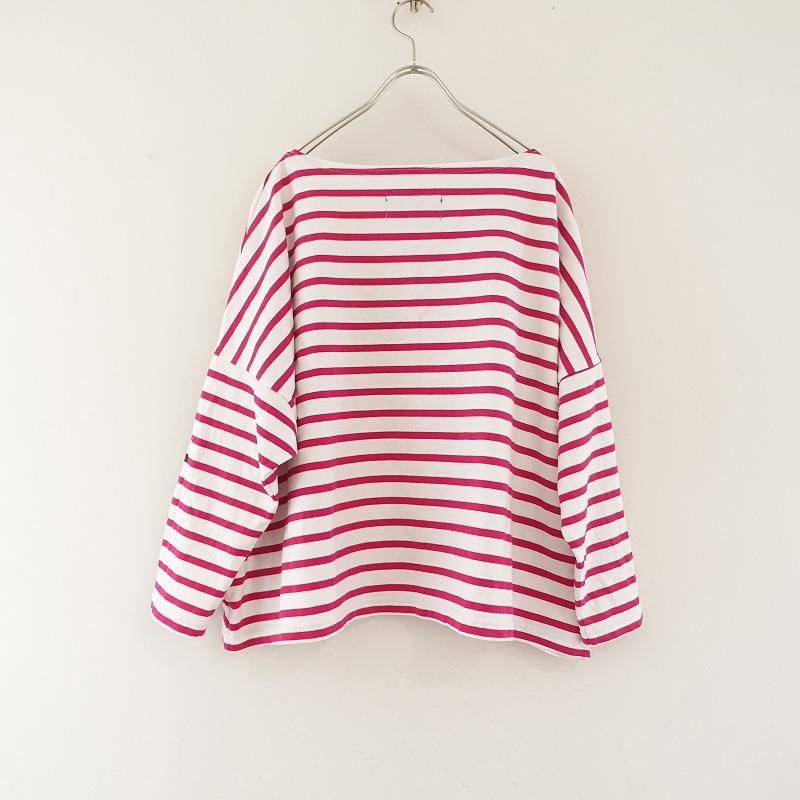 OUTIL ウティー *コットンボーダー柄カットソー*1綿厚手ワイドシャツ 