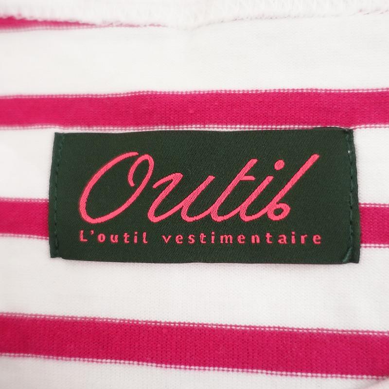 OUTIL ウティー *コットンボーダー柄カットソー*1綿厚手ワイドシャツ 