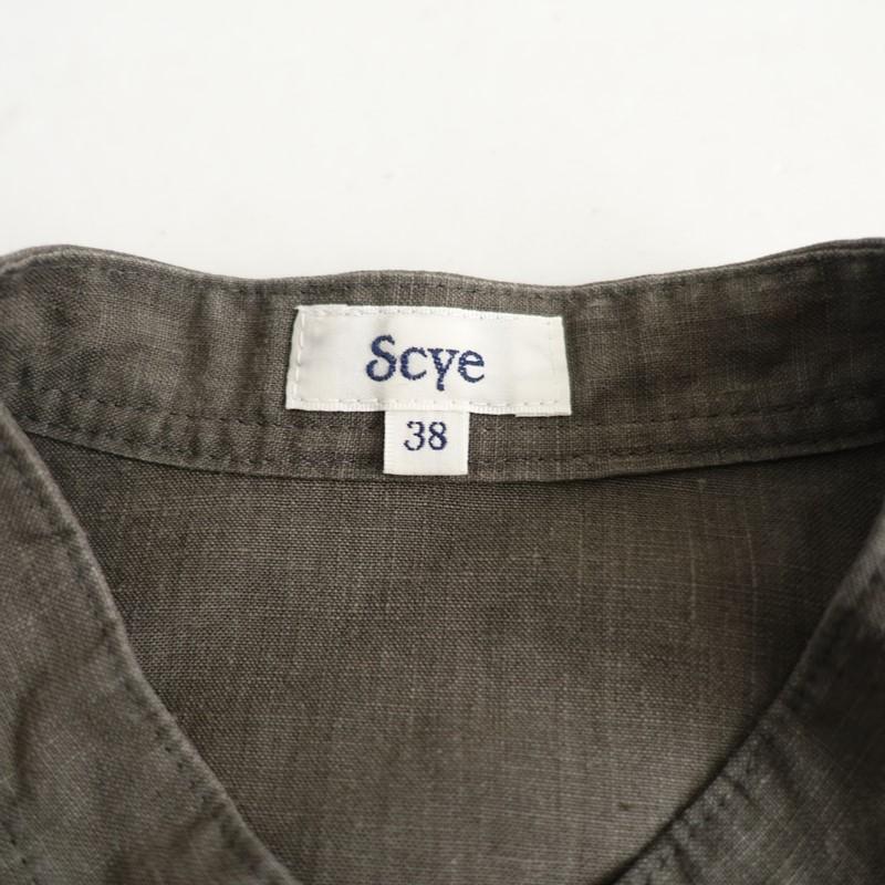 Scye（サイ） *リネンピンタックプルオーバーブラウス*38高密度ダーク