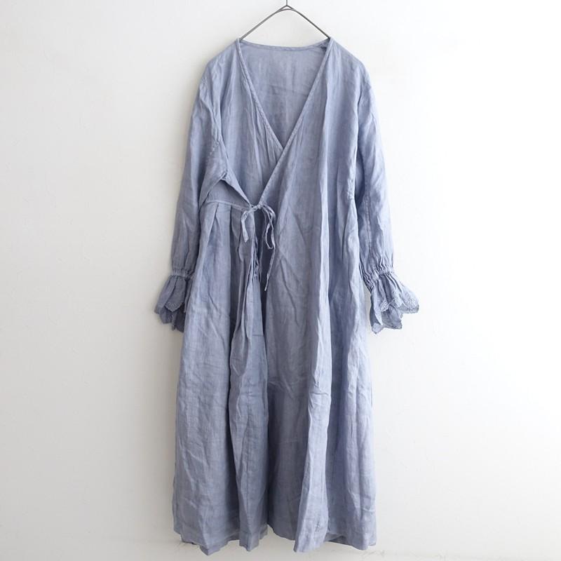 完売‼︎【ネストローブ】nest Robeリネンスカラップ刺繍ワンピース　日本製 nest Robe（ネストローブ） 【定価3.0万】ネストローブ *リネン
