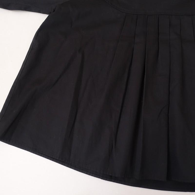 tumugu（ツムグ） *ハイネックプリーツブラウス*F黒ブラックシャツ長袖 