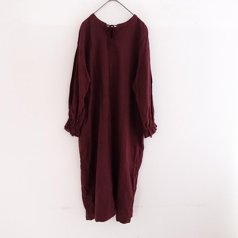 nestrobeネストローブ リネンバルーン袖ワンピース麻色