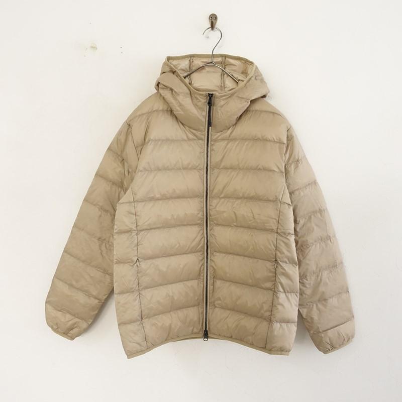 TAION（タイオン） *ナイロンフーディダウンジャケット*Mベージュ無地