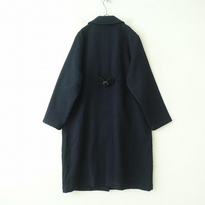 サラウェア SARAH WEAR *ウールステンカラーコート*毛ネイビー濃紺 