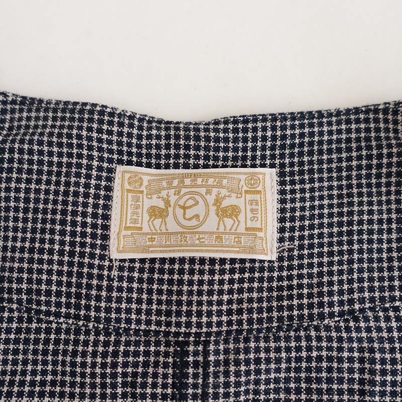 中川政七商店 *リネンジャケット*羽織りノーカラー長袖Vネック麻ダーク