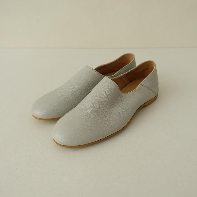 【新品未使用】que shoes plain キューシューズ 未使用】キュー que *shoes plain レザーシューズ L/24.5*スリッポン
