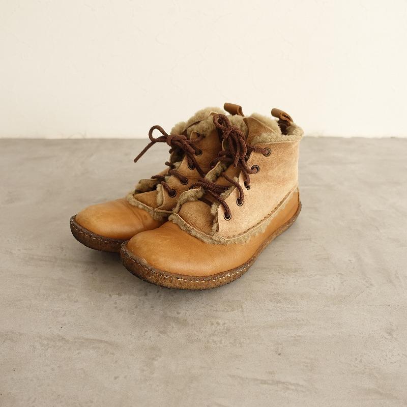 punto pigro（プントピグロ） *レザームートンブーツ 37/23.5*キャメル