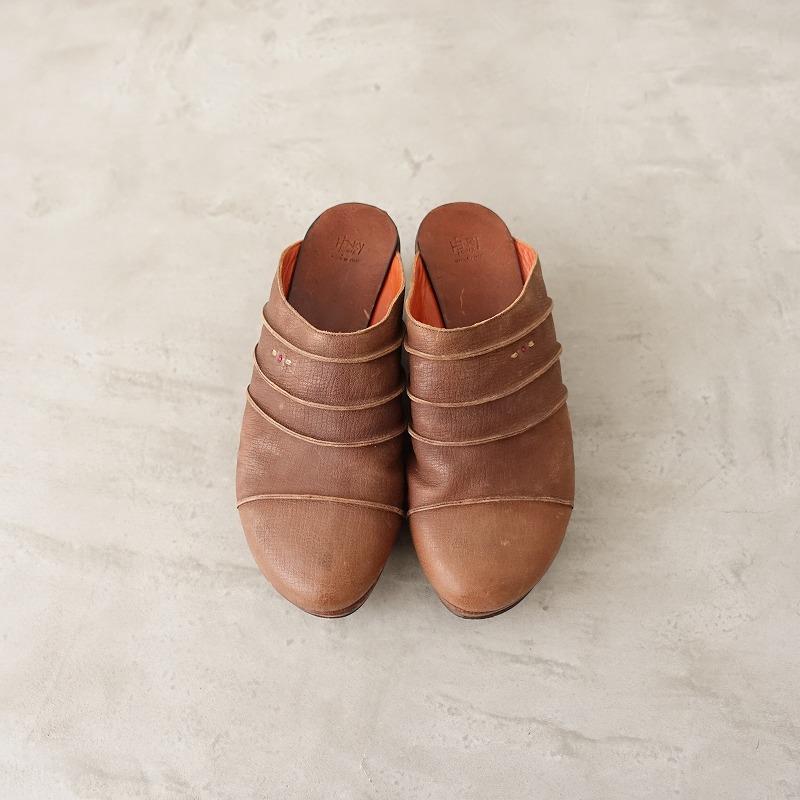 HENRY CUIR アンリークイール *レザーサボサンダル 36.5/23*ブラウン 