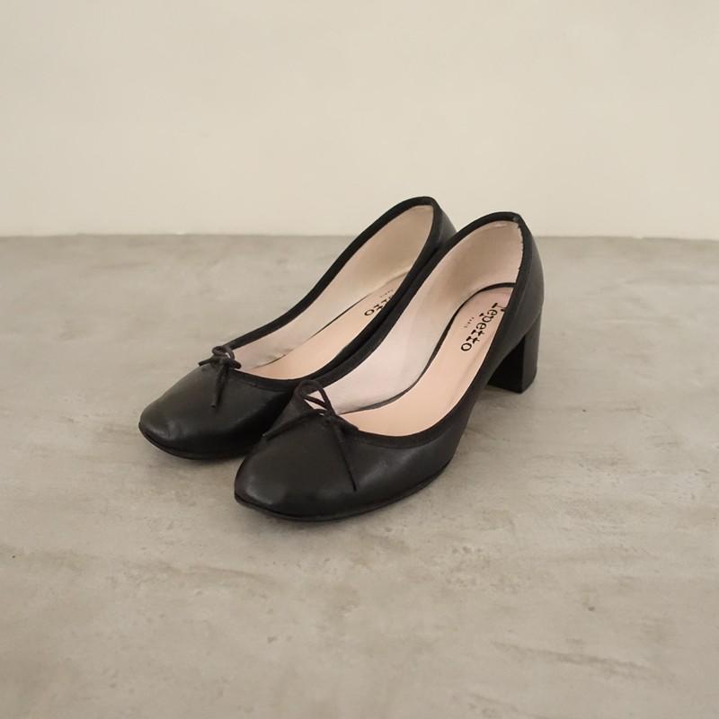 レペット repetto *FARAH レザーパンプス 38/24*皮革黒1125(sh10-2511 