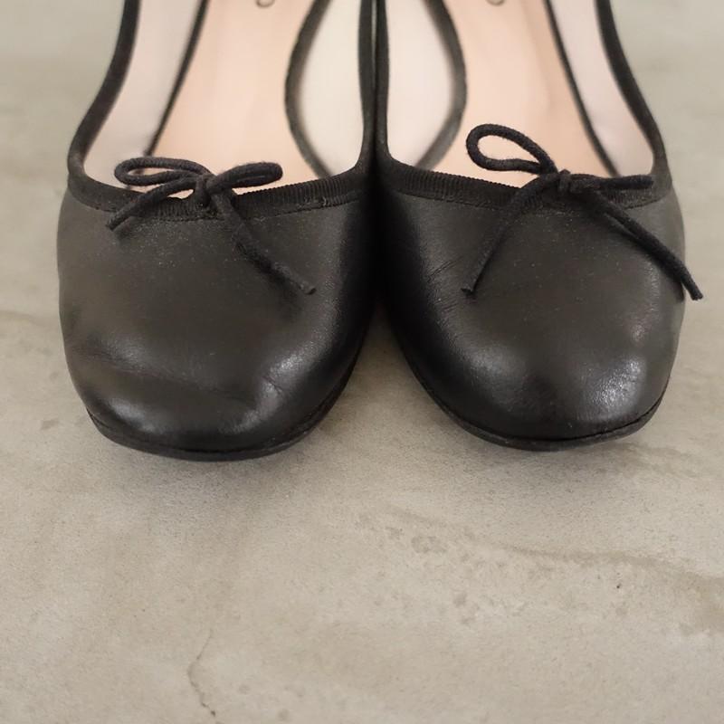 レペット repetto *FARAH レザーパンプス 38/24*皮革黒1125(sh10-2511 