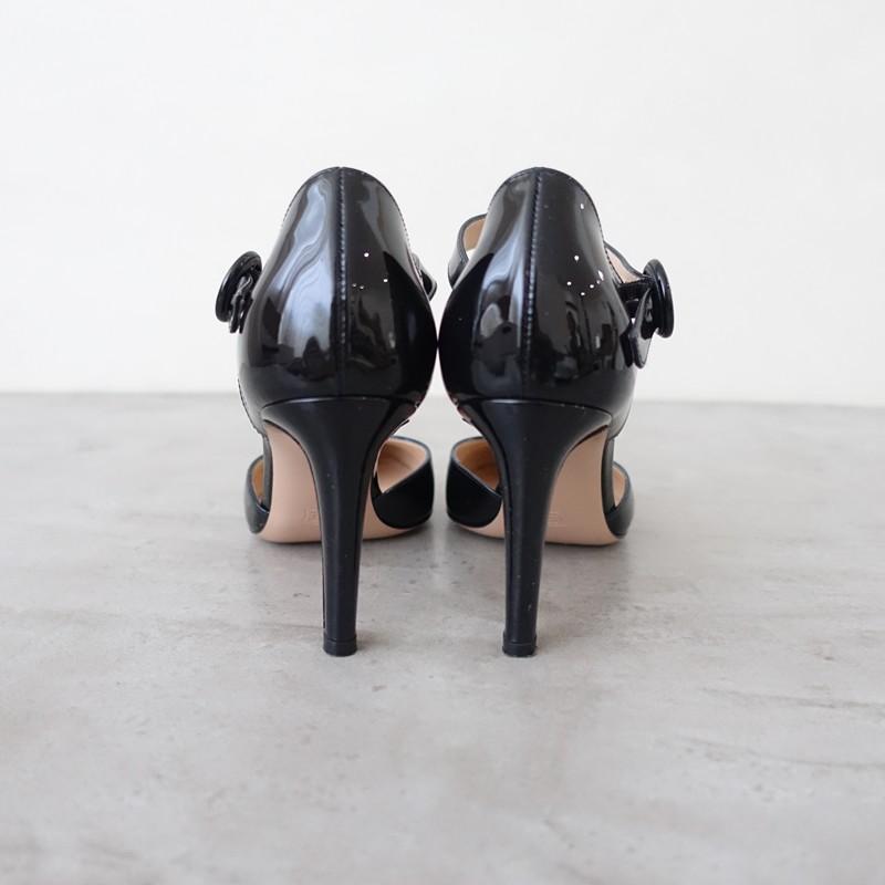 レディース Gianvito Rossi エナメル ストラップサンダル ブラック