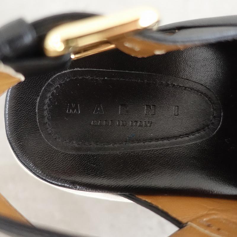 美品✨ MARNI ブラック 厚底サンダル ウェッジソール　約8㌢ヒール MARNI マルニ *クロスストラップウェッジソールサンダル 38/24