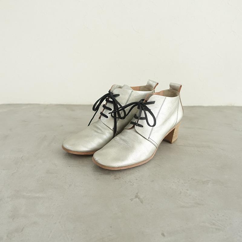 エバゴス ebagos *レザーレースアップシューズ 3.5/23.5*シルバー皮革  