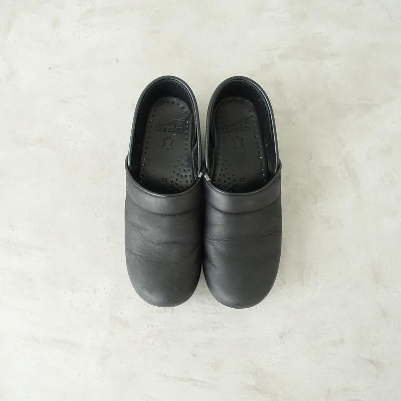 ダンスコブラックレザーサボサンダル 38 dansko（ダンスコ） *PROFESSIONAL サボサンダル 38/24*レザー皮革黒