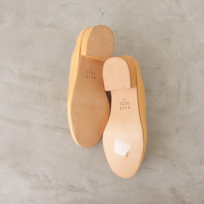 【未使用】フェイト FEIT *Hand Sewn Mule ミュール 38/24*レザー皮革濃ベージュ0526(sh7-2605-44)【92E62】の画像
