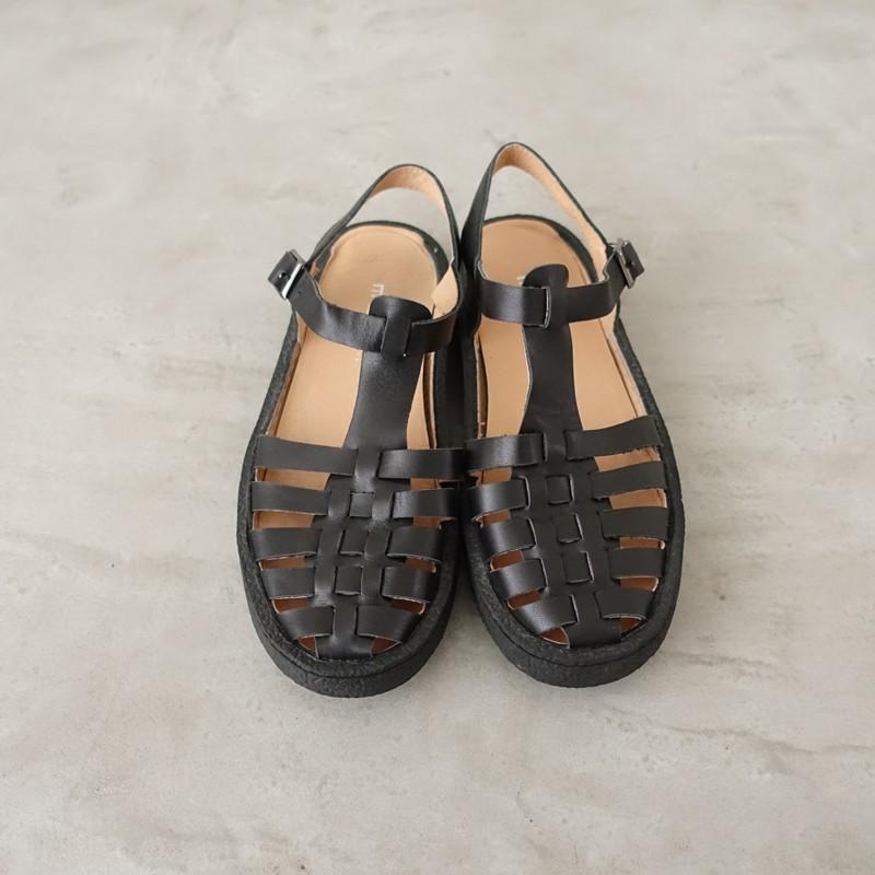 極美品 MOHI モヒ サンダル グルカサンダル レザー 37 23.5㎝ 黒 定価1.9万】モヒ MOHI *グルカサンダル 37/23.5*レザー皮革黒0626