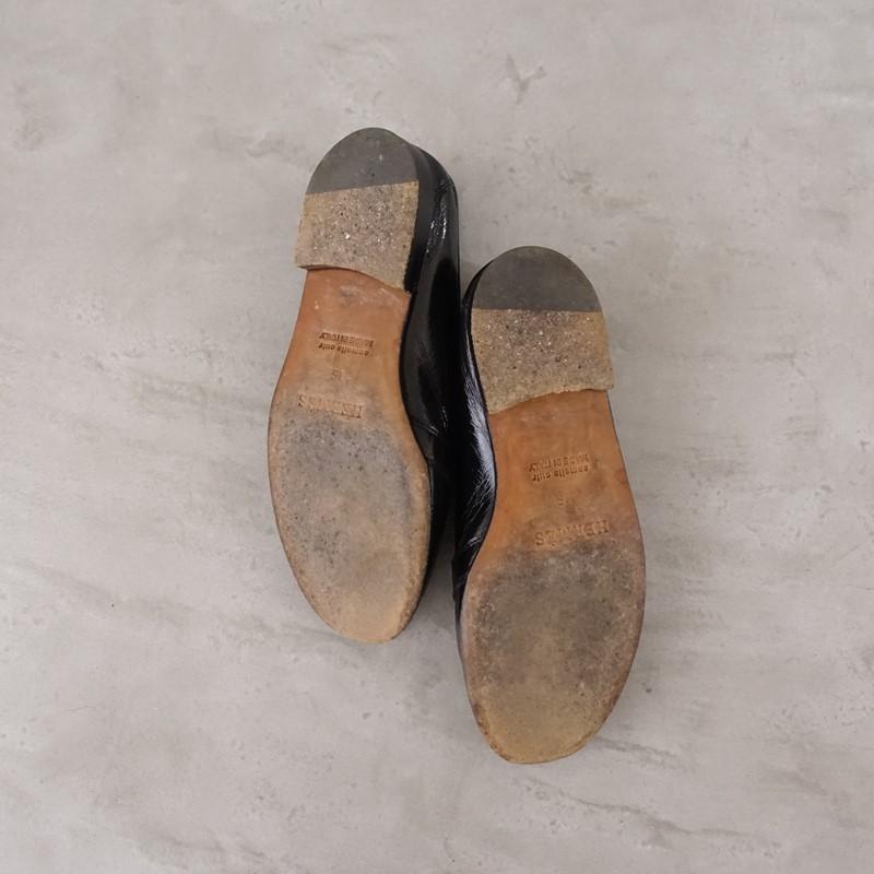 エルメス HERMES *レザーパンチングローファー 35.5/22.5*黒ブラック