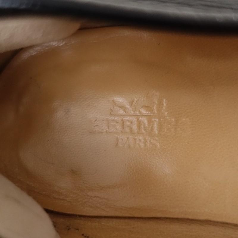 エルメス HERMES *レザーパンチングローファー 35.5/22.5*黒ブラック