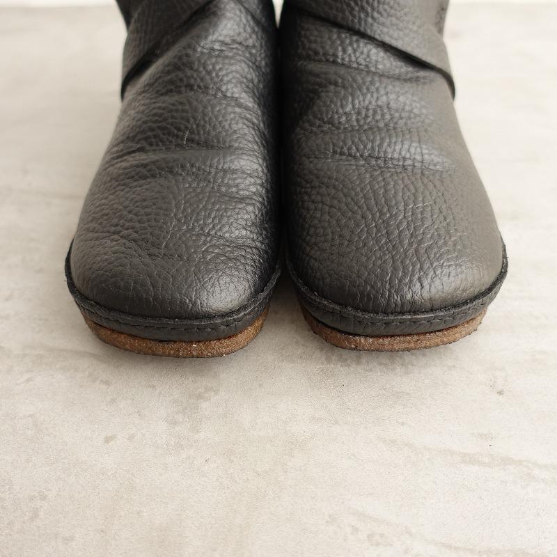 KOOSのショートブーツ koos（コース） *レザーシューズ 38/24*ブラック黒シボ皮革ベルト