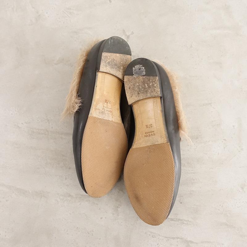 グッチ GUCCI *ファーローファー 37.5/23.5*ブラック黒ライト グッチ GUCCI *ファーローファー 37.5/23.5*ブラック黒ライト