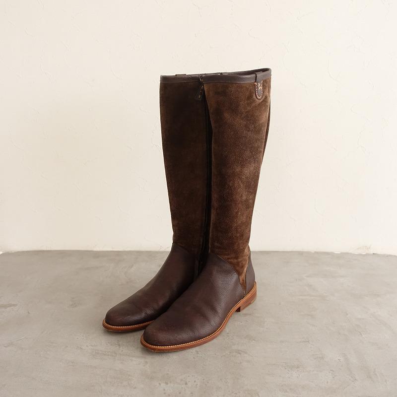 HENRY CUIR アンリークイール *ロングブーツ 36.5/23.5*ダークブラウン 
