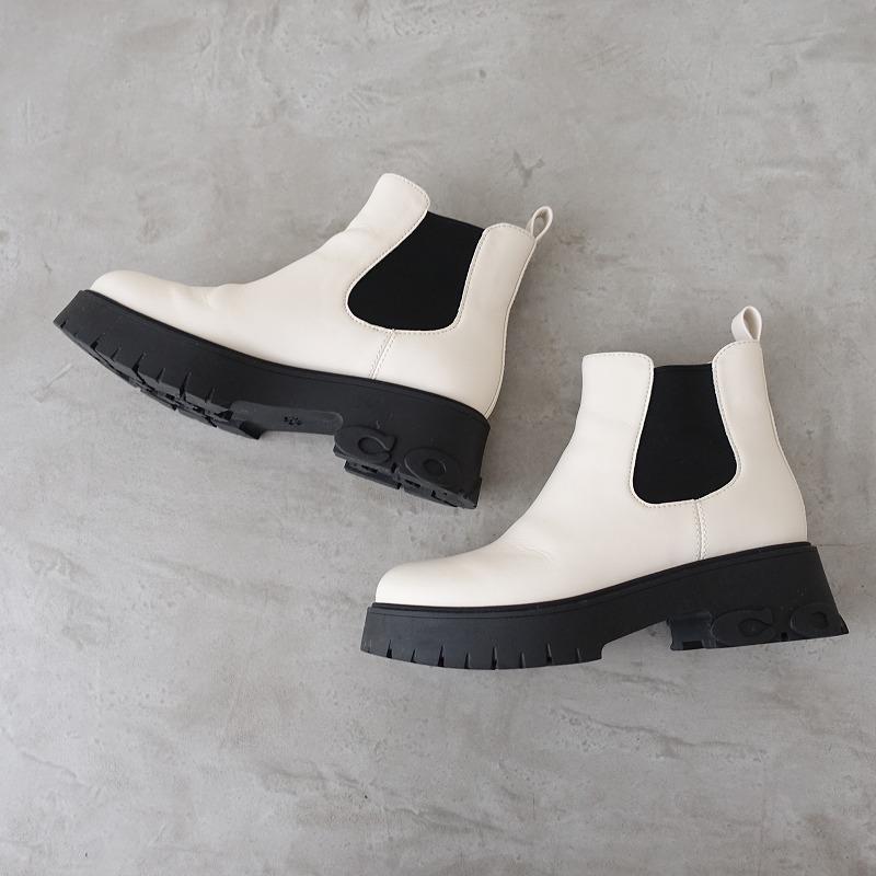 美品】コーチ COACH *REID LEATHER BOOTIE 7C/24*オフホワイト