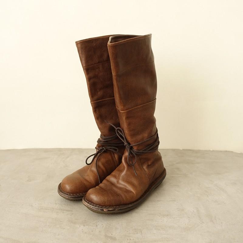 trippen ブラウン ロングブーツ39 trippen（トリッペン） *レザーロングブーツ 39/25*皮革ブラウン1125