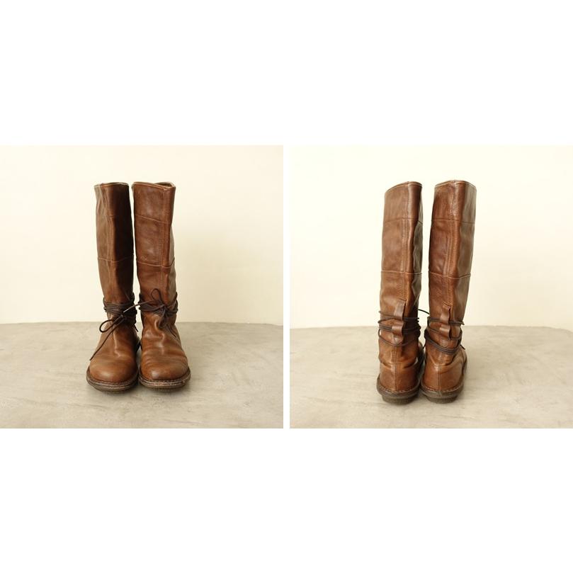 trippen ブラウン ロングブーツ39 trippen（トリッペン） *レザーロングブーツ 39/25*皮革ブラウン1125