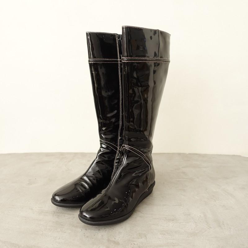 コールハーン COLE HAAN *レインブーツ 6/23*ロングエナメル黒