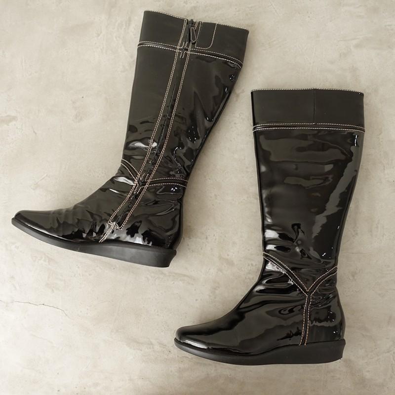 コールハーン COLE HAAN *レインブーツ 6/23*ロングエナメル黒