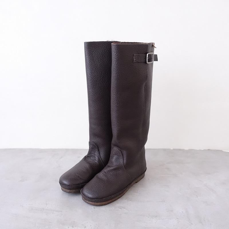koos（コース） *レザーロングブーツ 35/22.5*ダークブラウン茶色