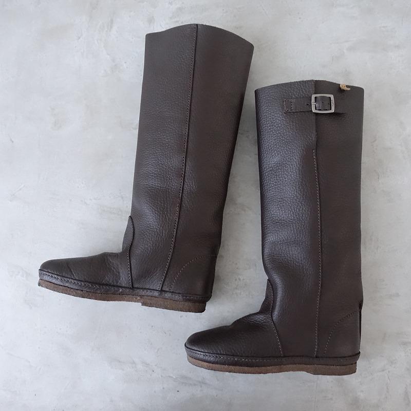 koos（コース） *レザーロングブーツ 35/22.5*ダークブラウン茶色