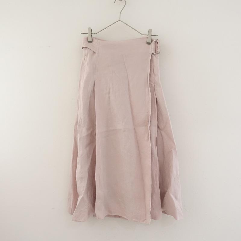 ebure エブール *リネンラップロングスカート*36ボトムス麻ピンク巻き