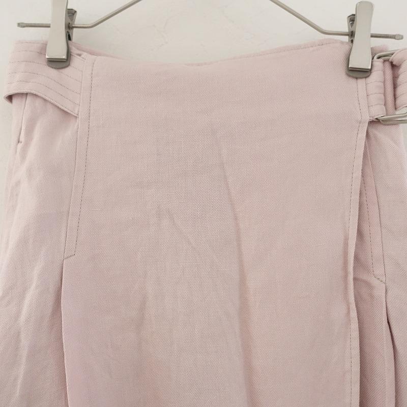 ebure エブール *リネンラップロングスカート*36ボトムス麻ピンク巻き
