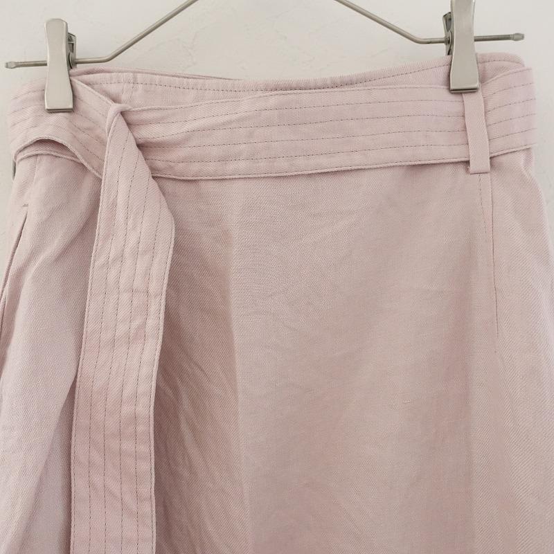 ebure エブール *リネンラップロングスカート*36ボトムス麻ピンク巻き