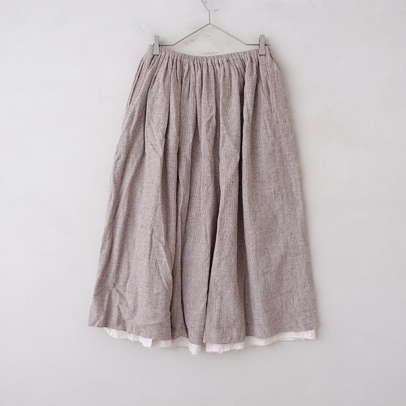*値下げ中　ゴーシュ シルクリネン千鳥ギャザースカート ゴーシュ 【定価3.7万】ゴーシュ *千鳥格子シルクリネンスカート*2