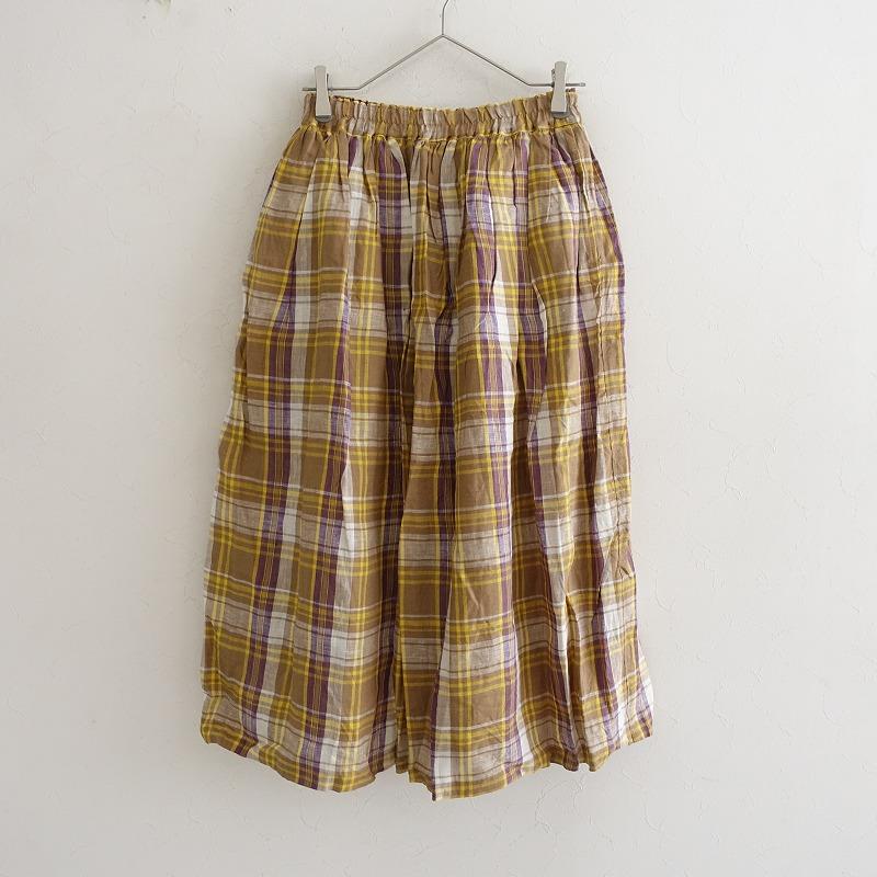今季新品未使用イチアンティークス リネンコットンチェックスカート ICHI Antiquites 【未使用/定価1.9万】イチ アンティークス ICHI