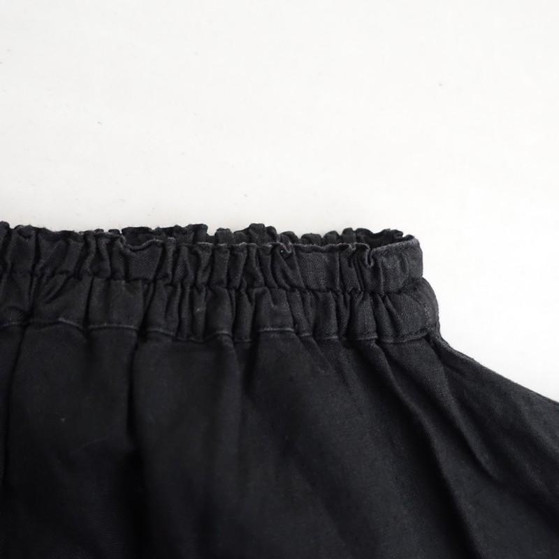 homspun イージースカート ブラック M コットン ギャザースカート homspun（ホームスパン） *コットンリネン変形デザインギャザー