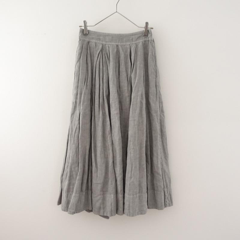 nest Robe //ネストローブ *リネン天然染めタックスカート*F麻