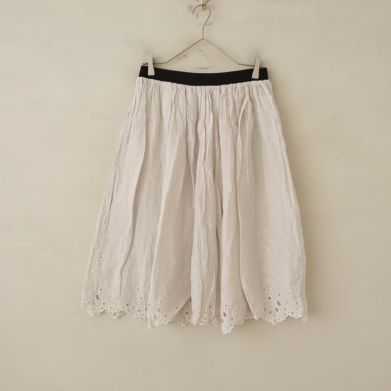 リゼッタ Lisette *リネンスカラップカットワーク刺しゅうスカート*麻