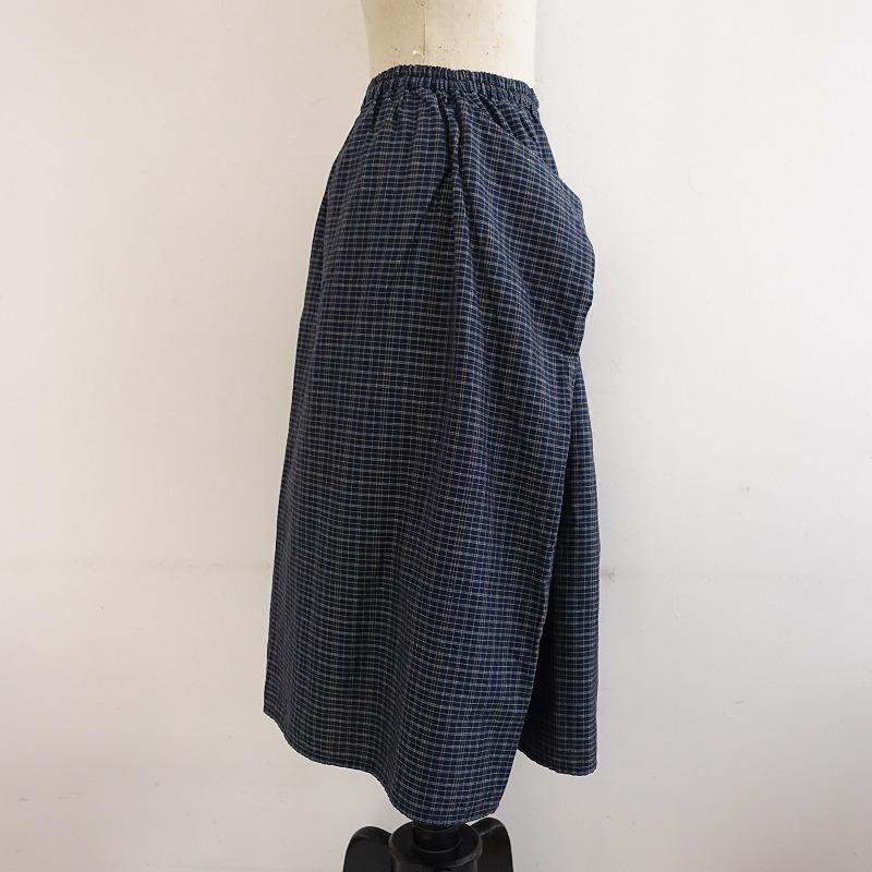 homspun ホームスパン *コットンリネンチェックギャザースカート