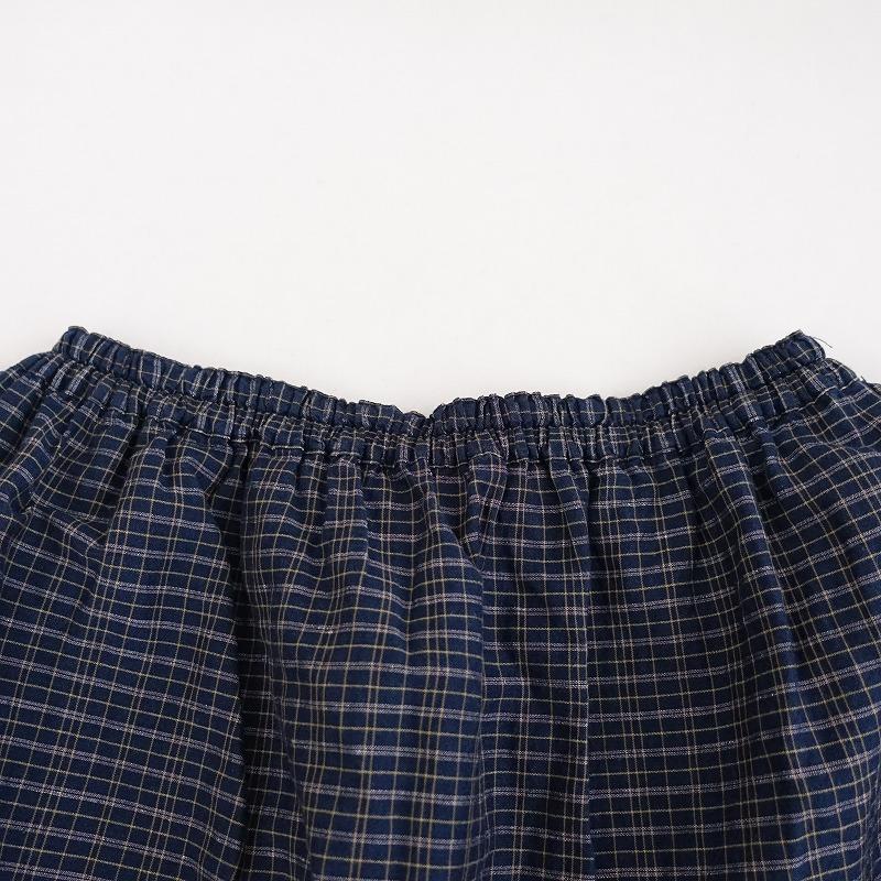 homspun（ホームスパン） *コットンリネンチェックギャザースカート*M