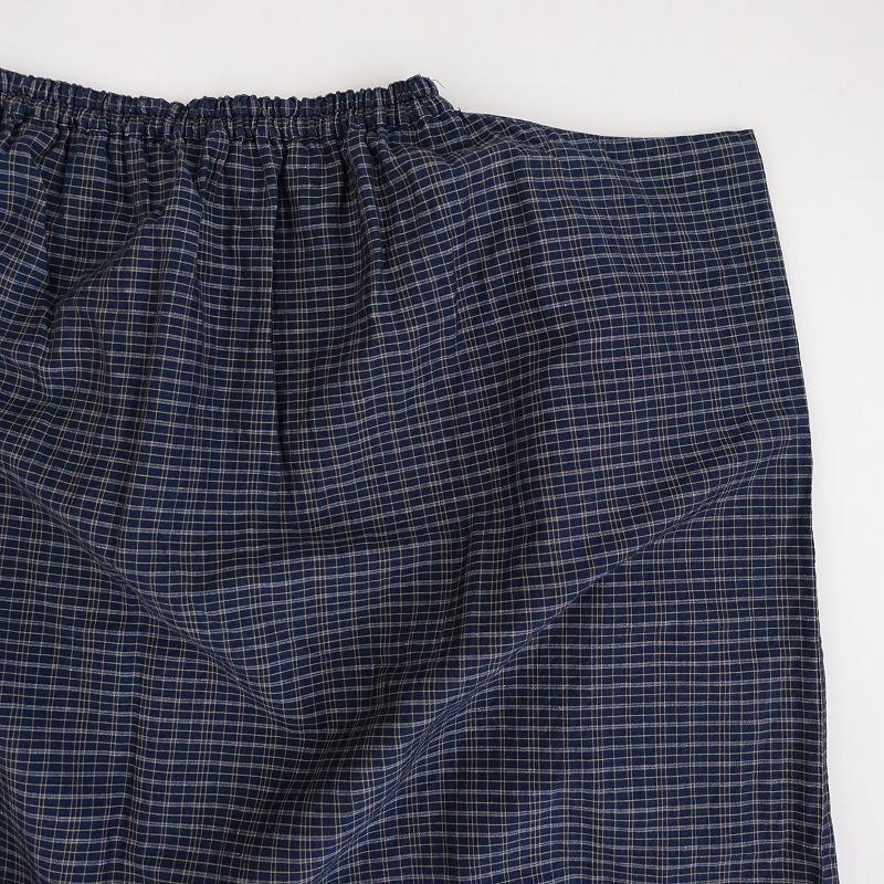 homspun ホームスパン *コットンリネンチェックギャザースカート*M